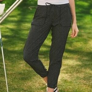Albion Fit Jetset Joggers Black White Dash Print Ankle Zip Pants Women's L